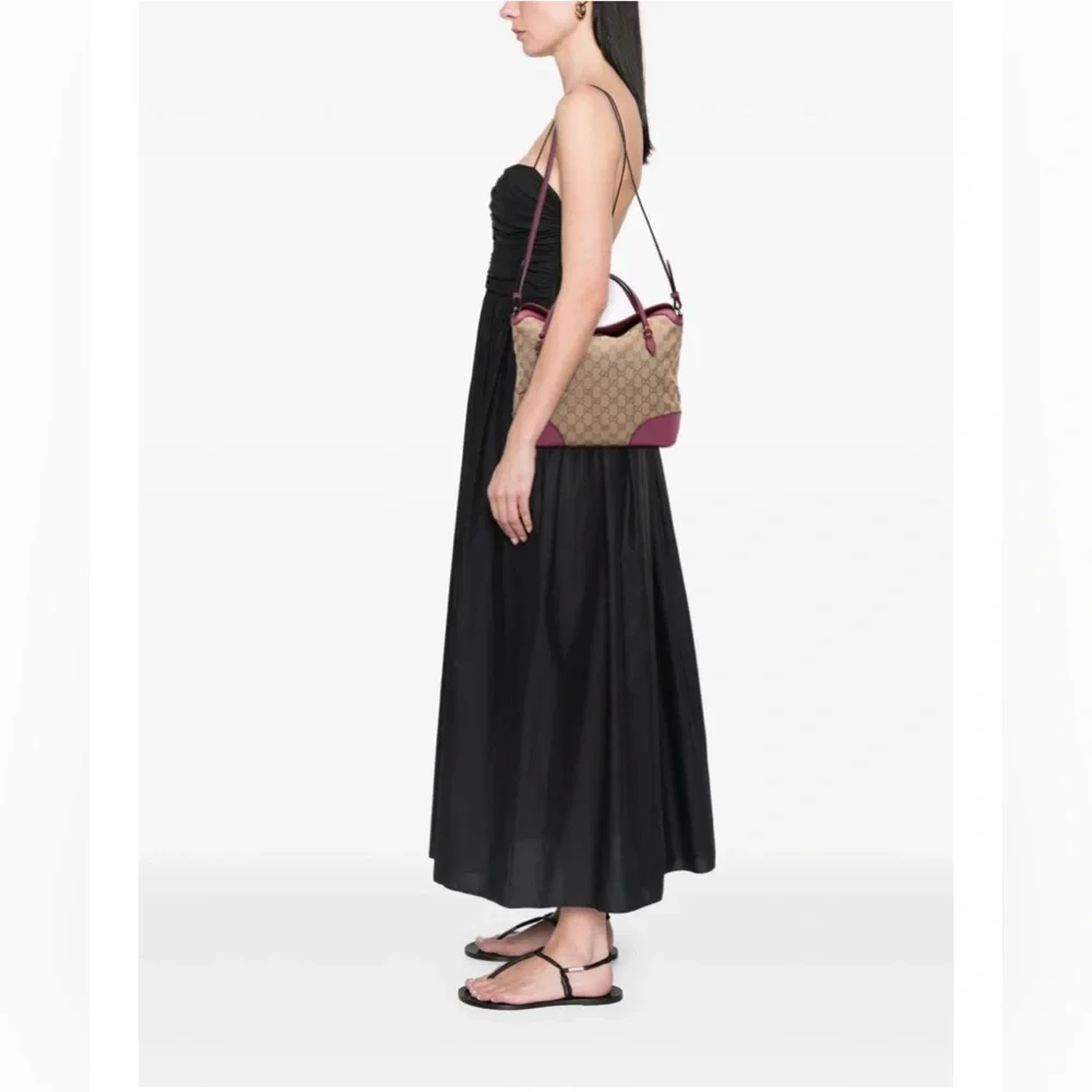 GUCCI GG‎ Canvas Hand Bag 2way Beige velvet color